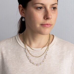 Costella 3-Strand Layers Gold Plated Brass w/ White Pearl Beads Necklace 23” 🎊